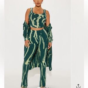 Stylish Green Tie-Dye Pant Set